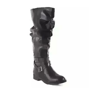 SM New York Women's Cornelia Black Tall Flat Heel Boots US 8.5W